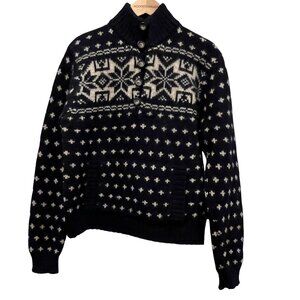 Abercrombie Fair Isle Muscle Wool Sweater, Black Gray, L